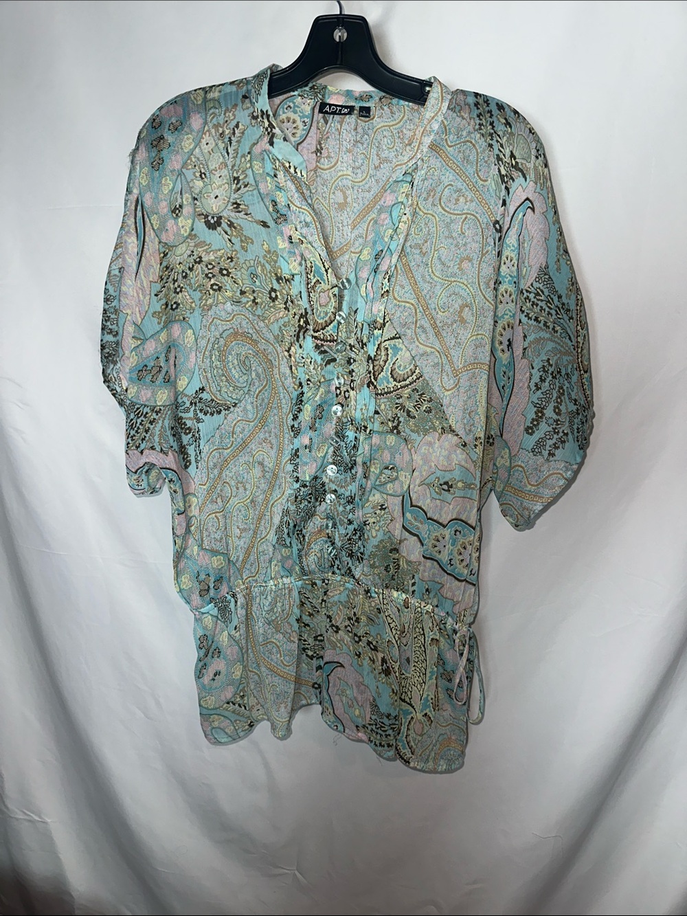 Apt. 9 Pastel Paisley Button-Front Tunic - Mint & Pale Pink